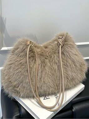 Faux Fur Shoulder Bag with Double Strap